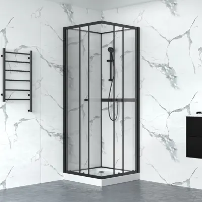 Duschkabin 80x80cm | Aluminium&säkerhetsglas | Svart ram