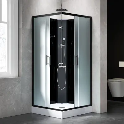 Komplett duschkabin 80x80cm | Regndusch | Svart