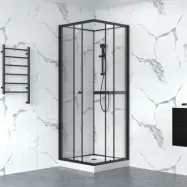 Duschkabin 90x90cm | Aluminium& säkerhetsglas | Svart ram