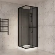 Duschkabin 90x90cm | Aluminium& säkerhetsglas | Svart ram