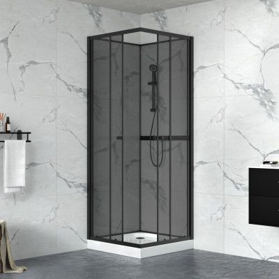 Duschkabin 90x90cm | Aluminium& säkerhetsglas | Svart ram