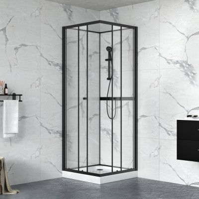 Duschkabin 90x90cm | Aluminium& säkerhetsglas | Svart ram