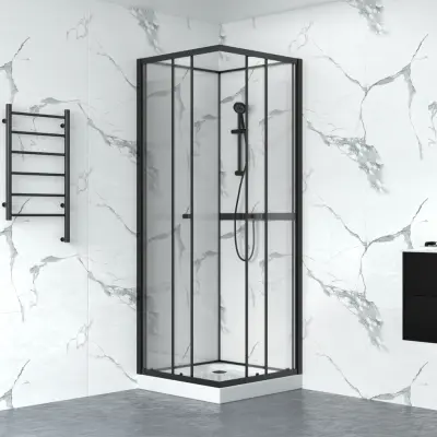 Duschkabin 90x90cm | Aluminium& säkerhetsglas | Svart ram