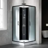 Komplett duschkabin 90x90cm | Regndusch | Svart