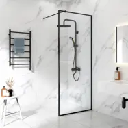 Duschvägg 85x210cm | Aluminium& säkerhetsglas | Svart ram