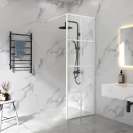 Duschvägg vit spröjs 60x200cm | 6mm säkerhetsglas | Industridesign