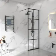 Duschvägg 60x210cm | 6mm säkerhetsglas | Svarta profiler