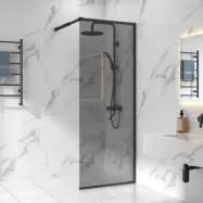 Duschvägg 80x210cm | Svarttonat säkerhetsglas | Evelyn - Svart