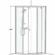 Duschvägg IDO Showerama 8-3 1000 x 1000 mm, Frostat glas, Borstad aluminium