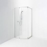 Duschvägg IDO Showerama 8-3 1000 x 1000 mm, Klarglas, Borstad aluminium