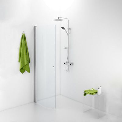 Duschvägg IDO 10-41 900 mm, Klarglas, Borstad aluminium