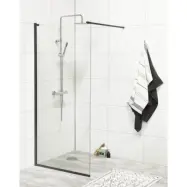 Duschvägg Noro Frost Med Väggprofil Klarglas Svart