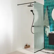 Duschvägg Svart I Räfflat Glas Noro Frost 900 Mm