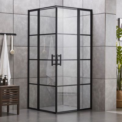 Duschväggar 110x110x190cm | Svarta profiler | 6mm säkerhetsglas