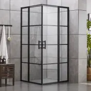 Duschväggar 120x120x190cm | 6mm säkerhetsglas | Svarta profiler