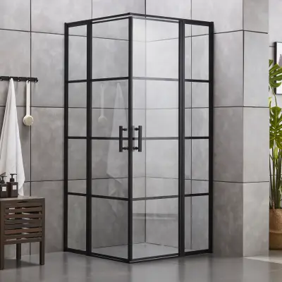 Duschväggar 120x120x190cm | 6mm säkerhetsglas | Svarta profiler