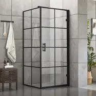 Duschväggar med svarta profiler och 6 mm säkerhetsglas