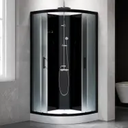 Komplett duschkabin 80x80 med regndusch | Svart glas/aluminiumprofil