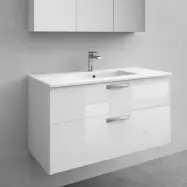 Kommod Med Tvättställ Noro City 1000 Mm, Porslin, Vit Blank