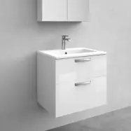 Kommod Med Tvättställ Noro City 600 Mm, Porslin, Vit Blank