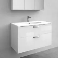 Kommod Med Tvättställ Noro City 900 Mm, Porslin, Vit Blank