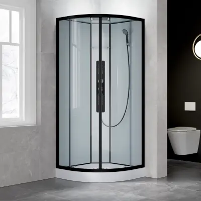Komplett Duschkabin - Flera strållägen - Regndusch - Svart profil