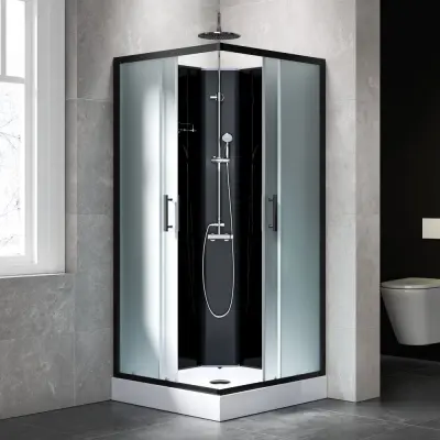 Komplett duschkabin med regndusch | Svart