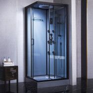 Lyxig duschkabin med massage, belysning, bluetooth - Grå 80cm