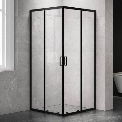 Duschhörna 90x190cm | Skjutdörr | Modern design | Svart