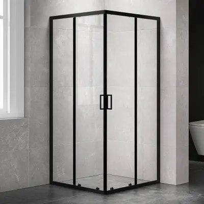 Duschhörna 90x190cm | Skjutdörr | Modern design | Svart