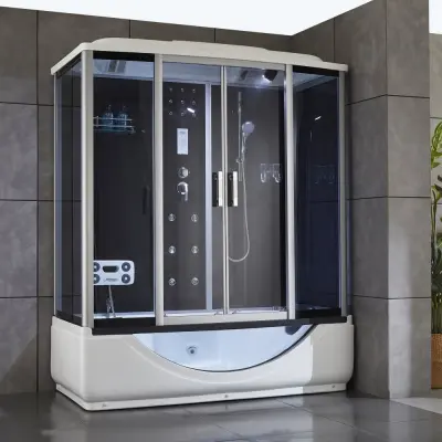 Rektangulär duschkabin med jacuzzi-badkar