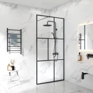 Duschvägg 70x200cm | Svart spröjs | 6mm säkerhetsglas