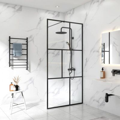 Duschvägg 70x200cm | Svart spröjs | 6mm säkerhetsglas