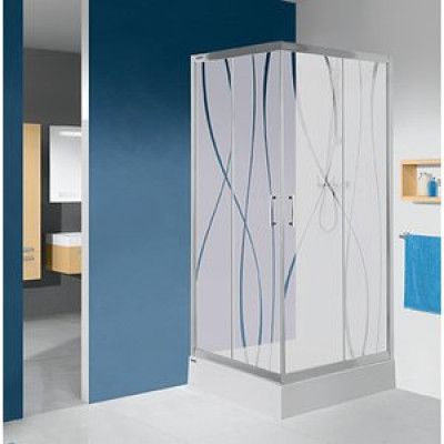 Hörnkantig duschhörna 5mm glas med duschgolv - TX - Klarglas