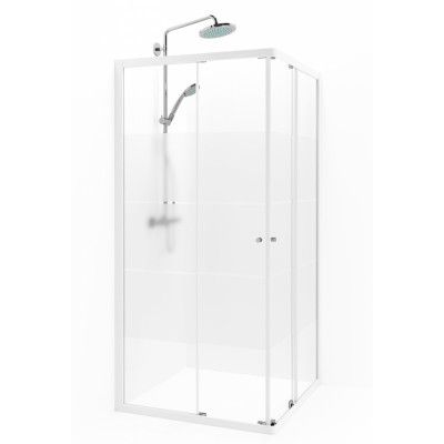 Macro Design Duschhörna Flow Rak 1010 Vit Screen