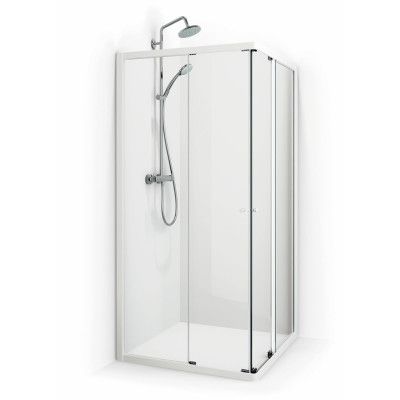 Macro Design Duschhörna Flow Rak 107 Krom Frostat glas