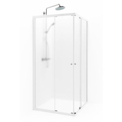 Macro Design Duschhörna Flow Rak 108 Vit Frostat glas