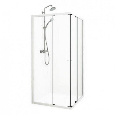 Macro Design Duschhörna Flow Rak 108 Vit Klarglas