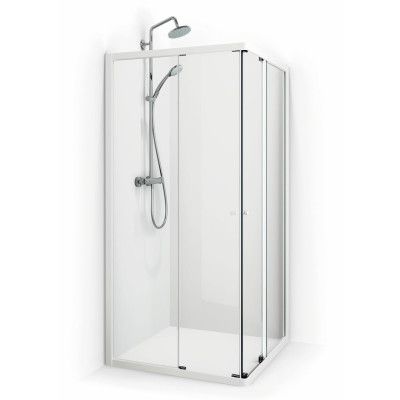 Macro Design Duschhörna Flow Rak 109 Krom Frostat glas