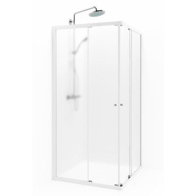 Macro Design Duschhörna Flow Rak 109 Vit Frostat glas