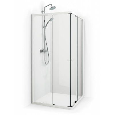 Macro Design Duschhörna Flow Rak 79 Krom Frostat glas