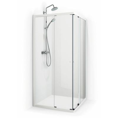 Macro Design Duschhörna Flow Rak 79 Krom Klarglas