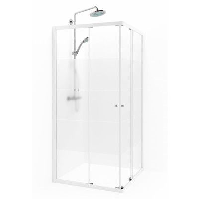 Macro Design Duschhörna Flow Rak 79 Vit Screen