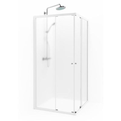 Macro Design Duschhörna Flow Rak 88 Vit Frostat glas