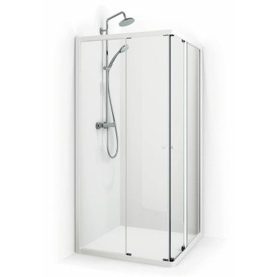 Macro Design Duschhörna Flow Rak 89 Krom Frostat glas