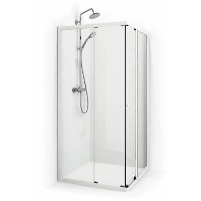 Macro Design Duschhörna Flow Rak 89 Krom Klarglas