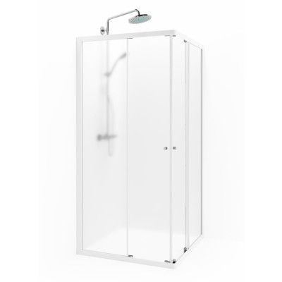 Macro Design Duschhörna Flow Rak 89 Vit Frostat glas