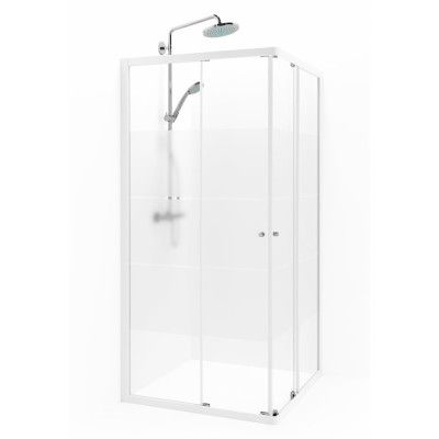 Macro Design Duschhörna Flow Rak 89 Vit Screen