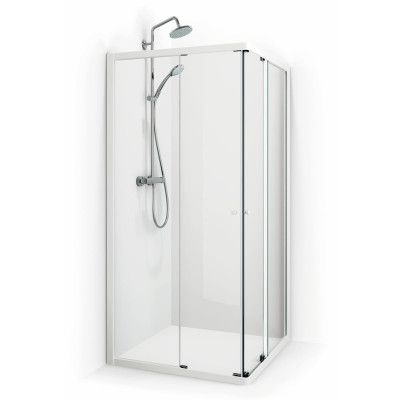 Macro Design Duschhörna Flow Rak 99 Krom Frostat glas