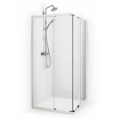 Macro Design Duschhörna Flow Rak 99 Krom Klarglas